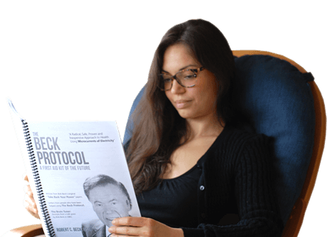 Woman reading the Beck Protocol Handbook